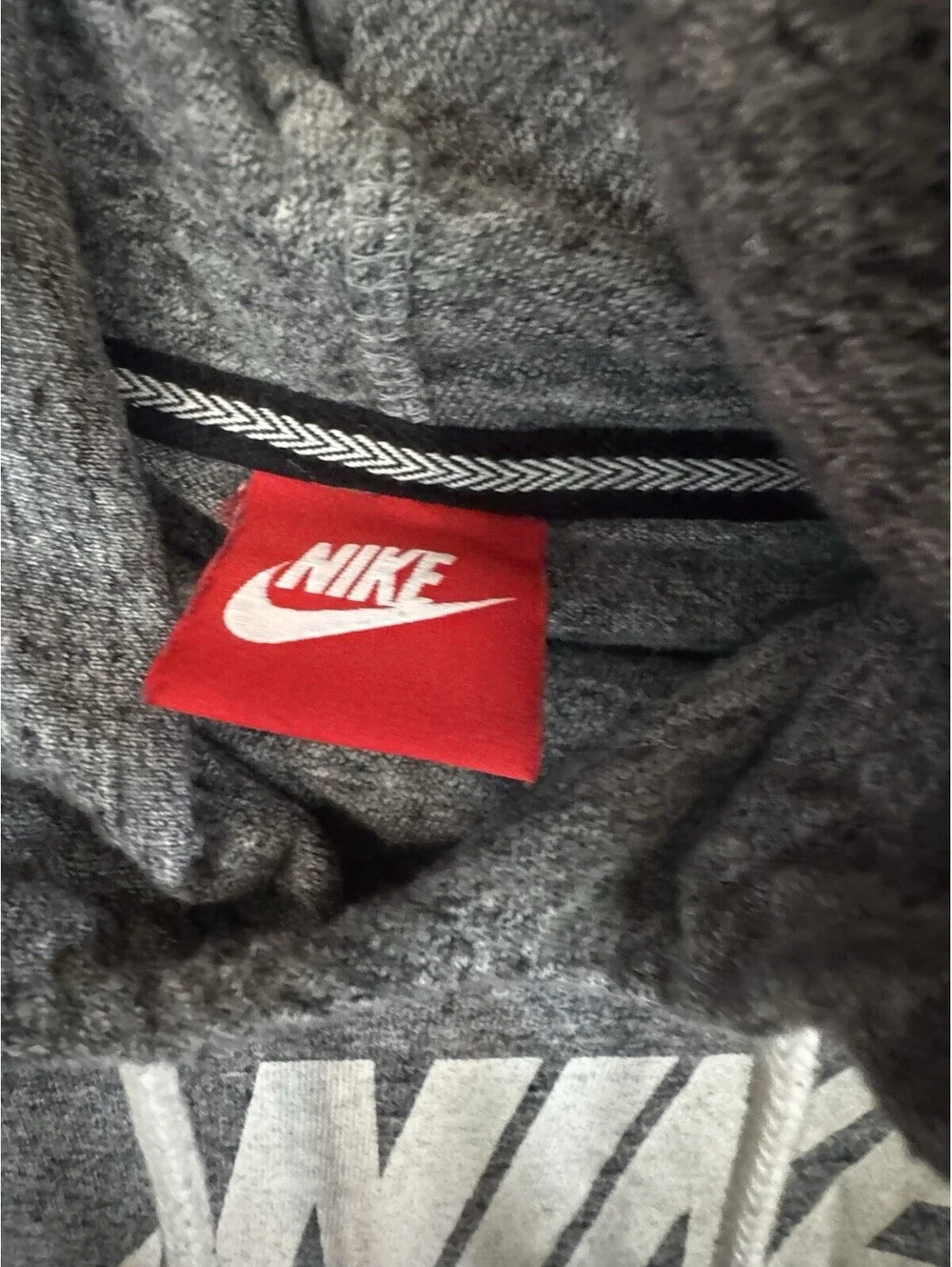 Nike Womens S “Gym Vintage” Hoodie Carbon Heather Just Do It Swoosh 823701-091